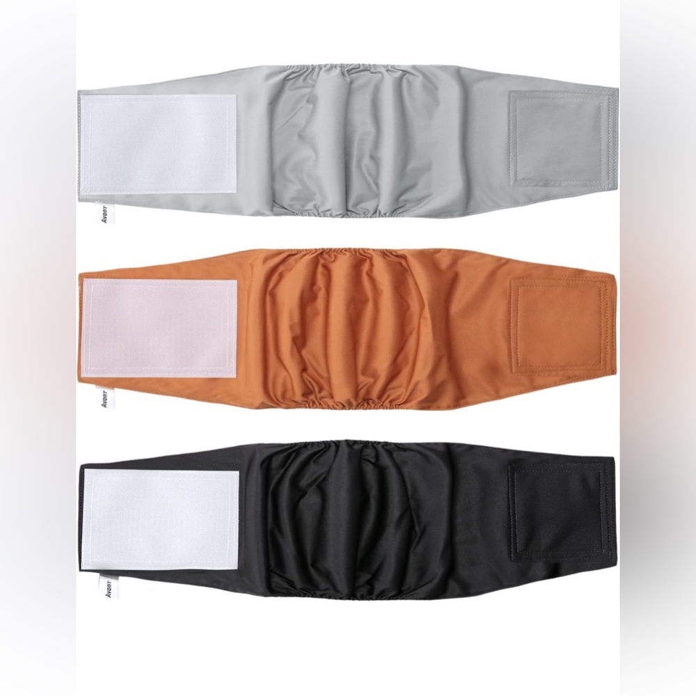 Avont 3-Pack Male Dog Diaper Wraps- Reusable & Highly Absorbent, Size XL